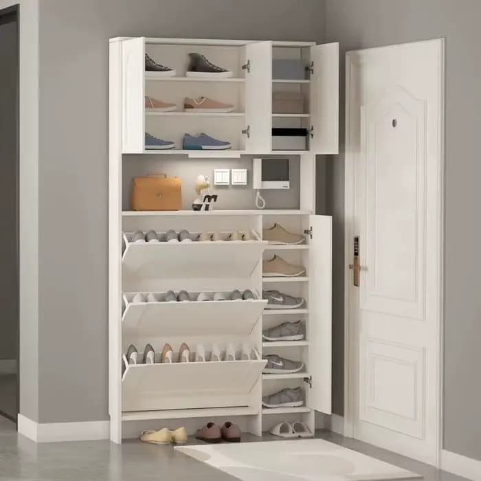 Meuble à chaussures de luxe compact avec couvercles