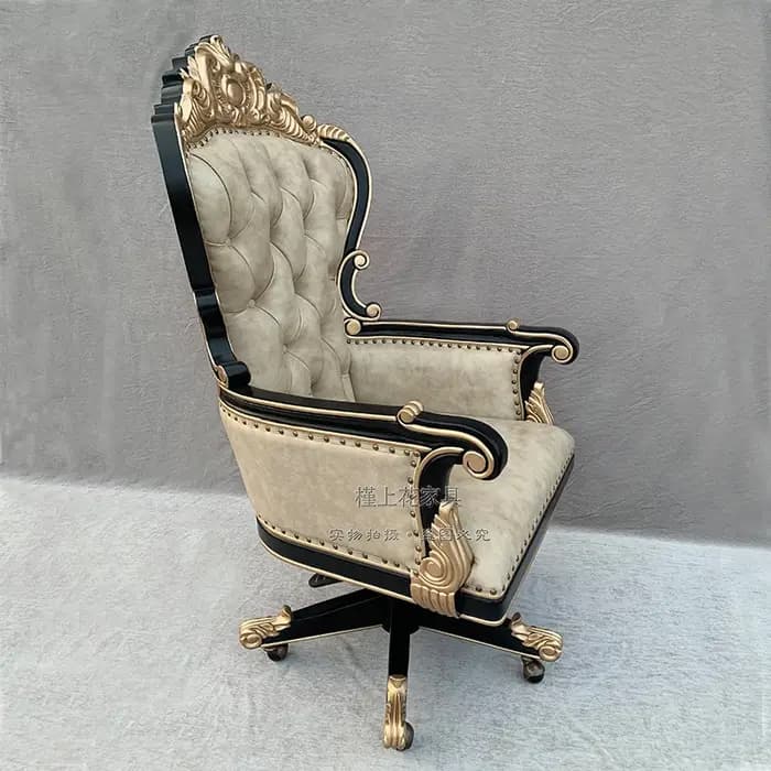 Chaise De bureau en bois massif Vintage luxe Mobile en cuir salle à manger