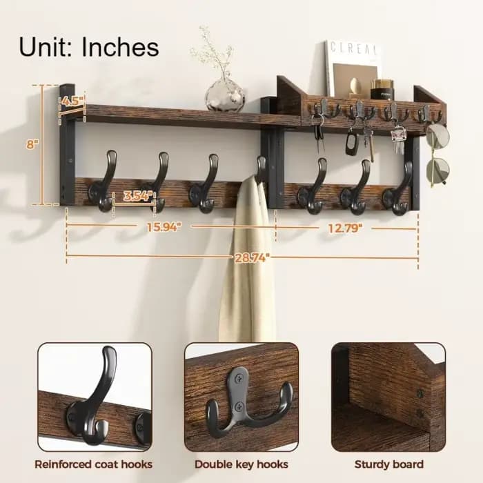 Étagère murale flottante, organisateur en bois, support de rangement flottant multifonctionnel, prés
