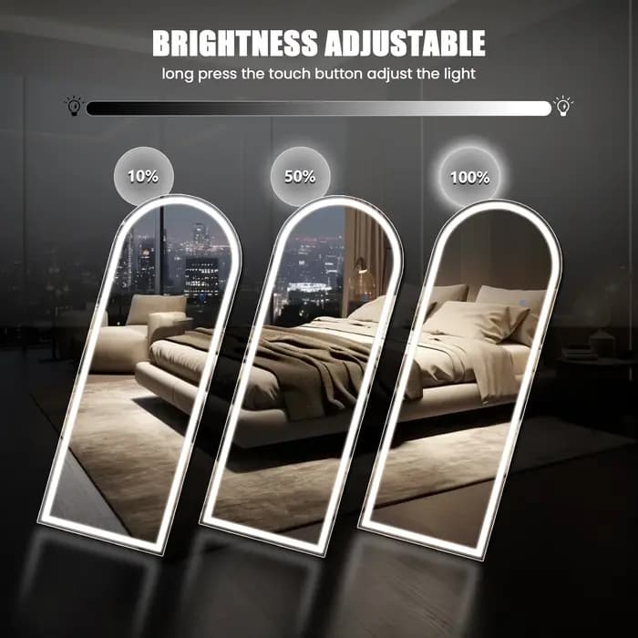 Miroir sur pied ou à suspendre JHK 71"x26" avec éclairage LED à intensité variable, 3 couleurs d'écl