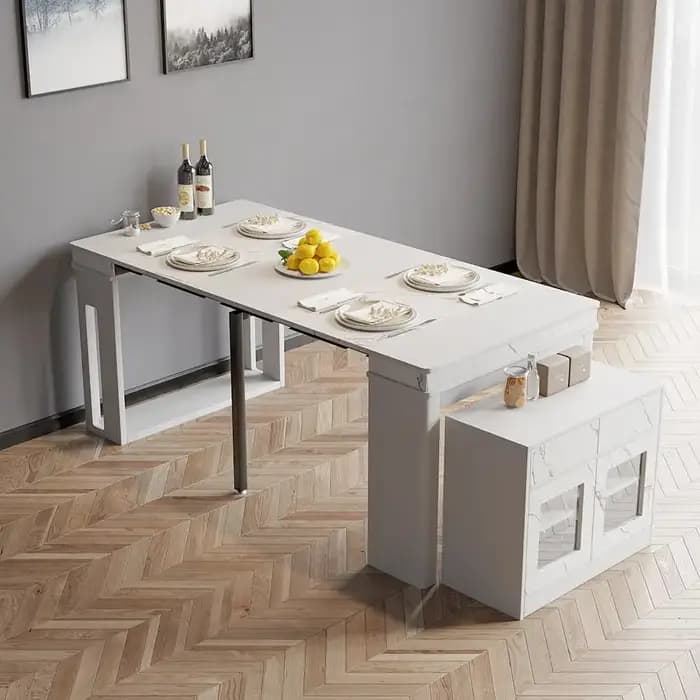 Buffet rectangulaire peu encombrant de table à manger extensible moderne avec le stockage