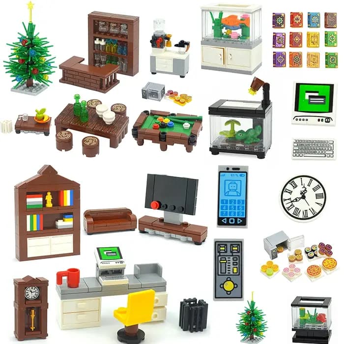 MOC – meuble créatif TV canapé brique ville