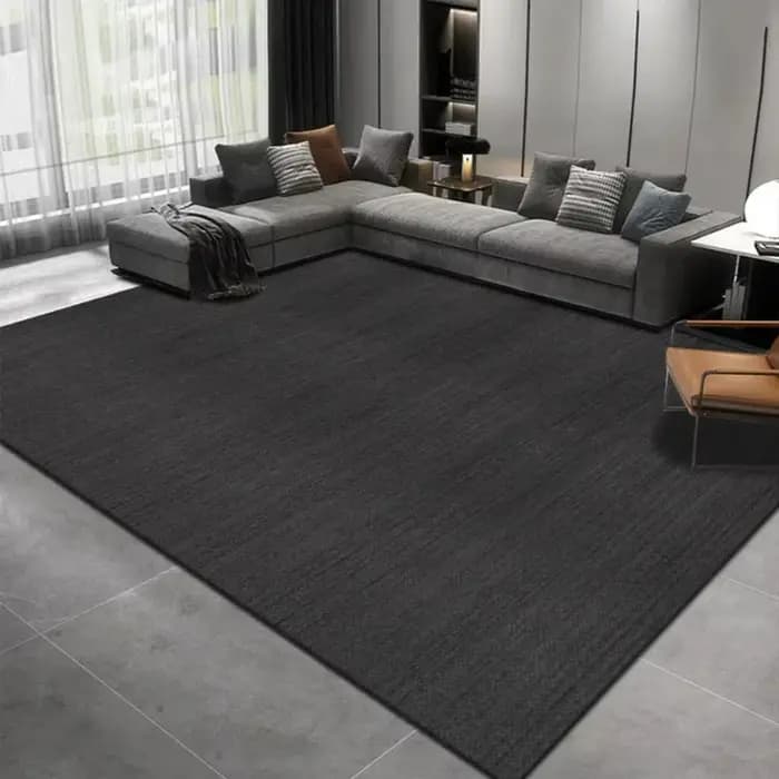 Mode couleur unie noir gris tapis salon décor canapé tapis chevet canapé tapis salon Table basse tapis de sol maison appartement