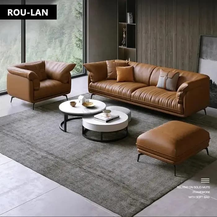 Canapé en cuir de salon minimaliste moderne