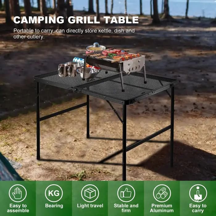 Table de gril pour l'extérieur, table de gril extérieure pliante en aluminium légère et portable en