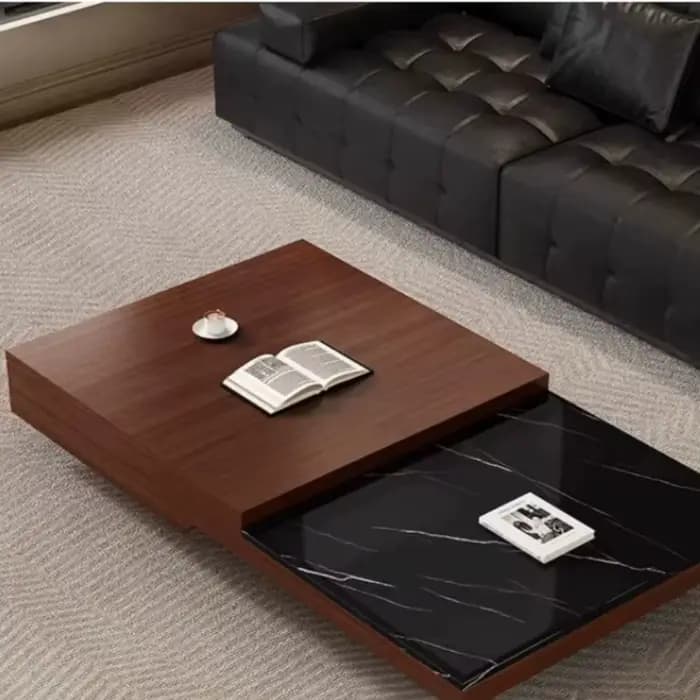 Table basse de salon nordique en marbre noir de luxe