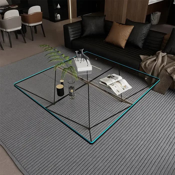 Table basse minimaliste italienne en verre transparent