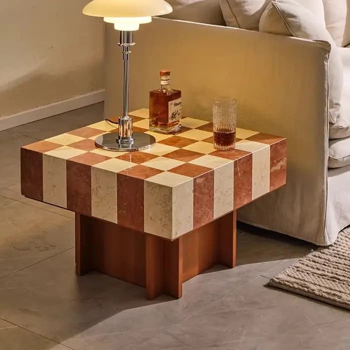 Tables basses nordiques en marbre avec cadre transparent