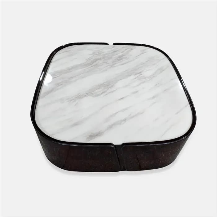 Table basse en marbre avec cadre en placage de champignon de noyer