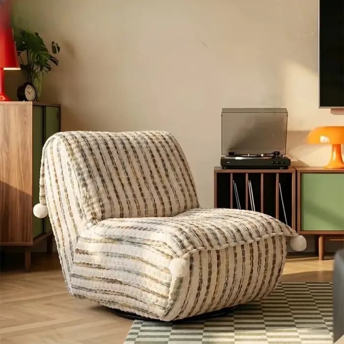 Fauteuils inclinables pivotants pour salon, canapé d'appoint, fauteuils confortables de style nordique, fauteuils de relaxation pour adultes, meubles de style mid-century.