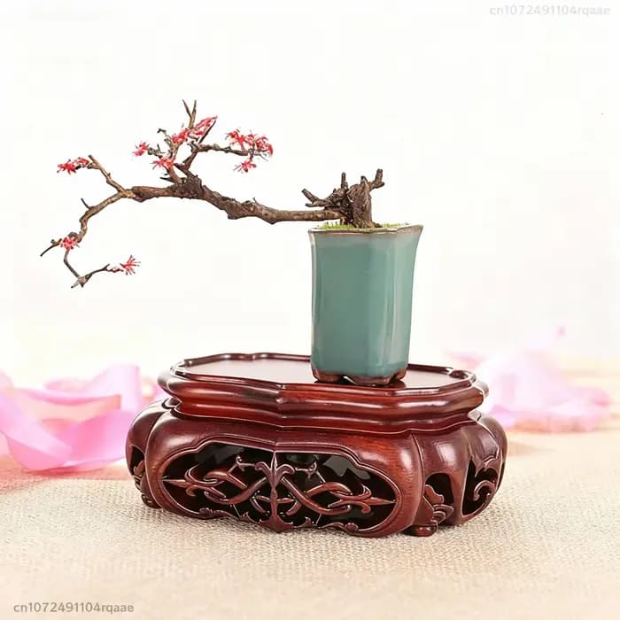 Présentoir en palissandre naturel – Socle en bois massif pour Vase