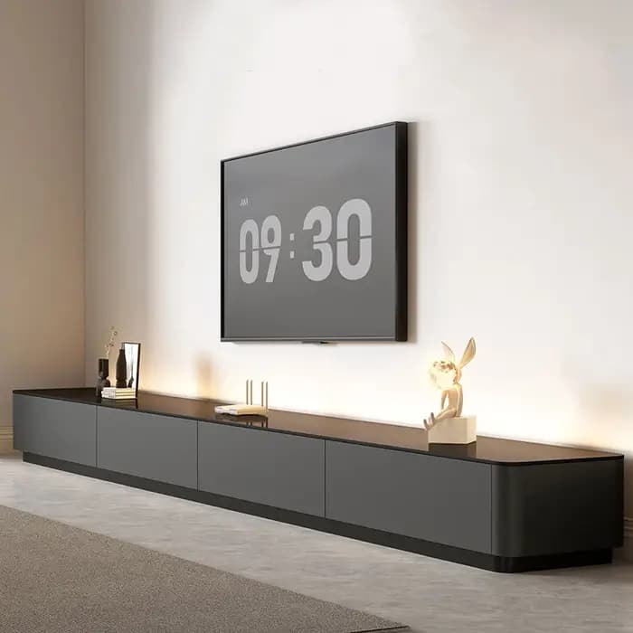 Meuble TV de rangement design nordique vintage avec tiroirs