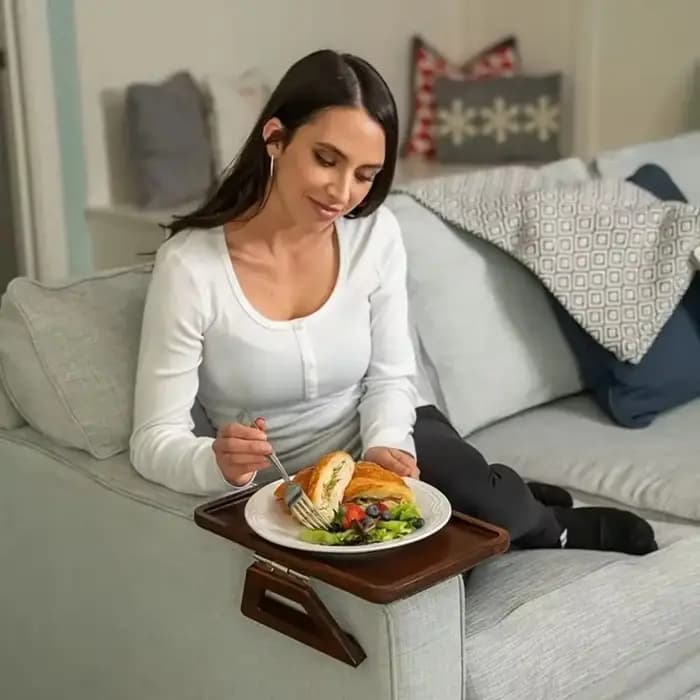 Table de canapé pliante en bois, gain de place, antidérapante, bras de canapé à clipser, support lat