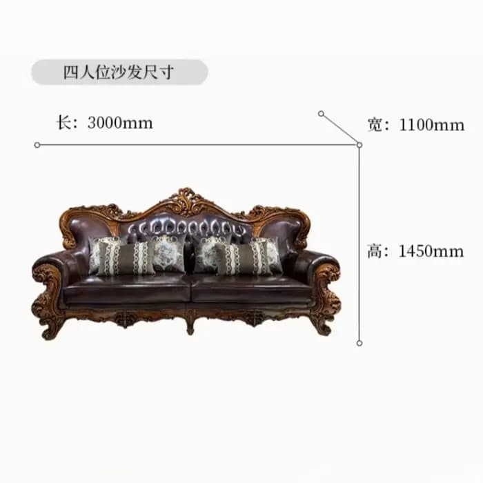 Meubles de salon de villa en cuir pleine fleur de luxe européen et américain