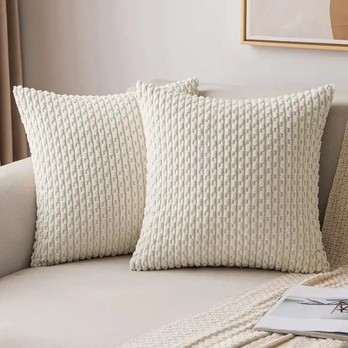 Housse de coussin à rayures en velours côtelé
