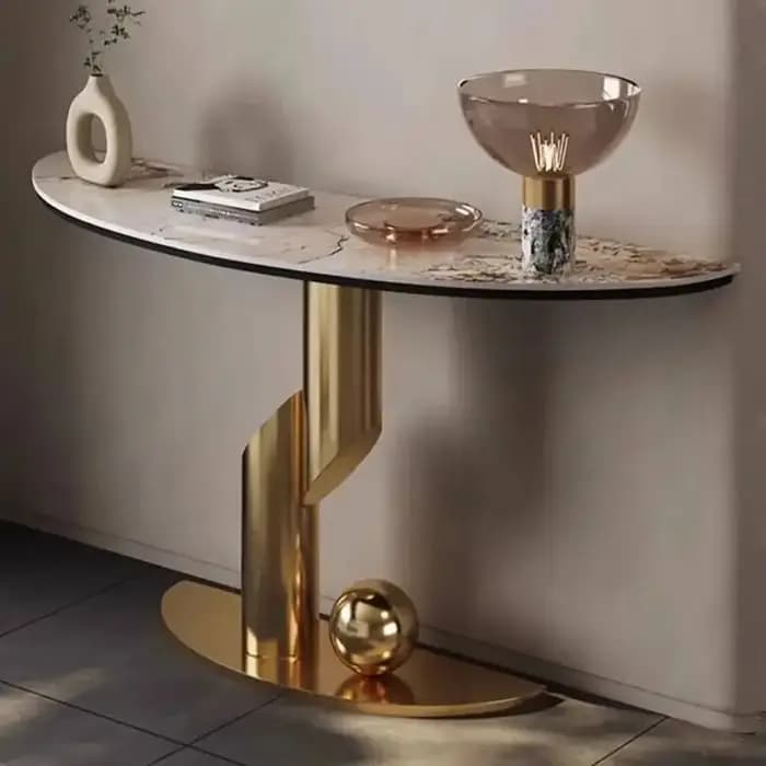 Console d'angle d'entrée Table centrale de luxe moderne Table de couloir en métal Century Salon Uniq