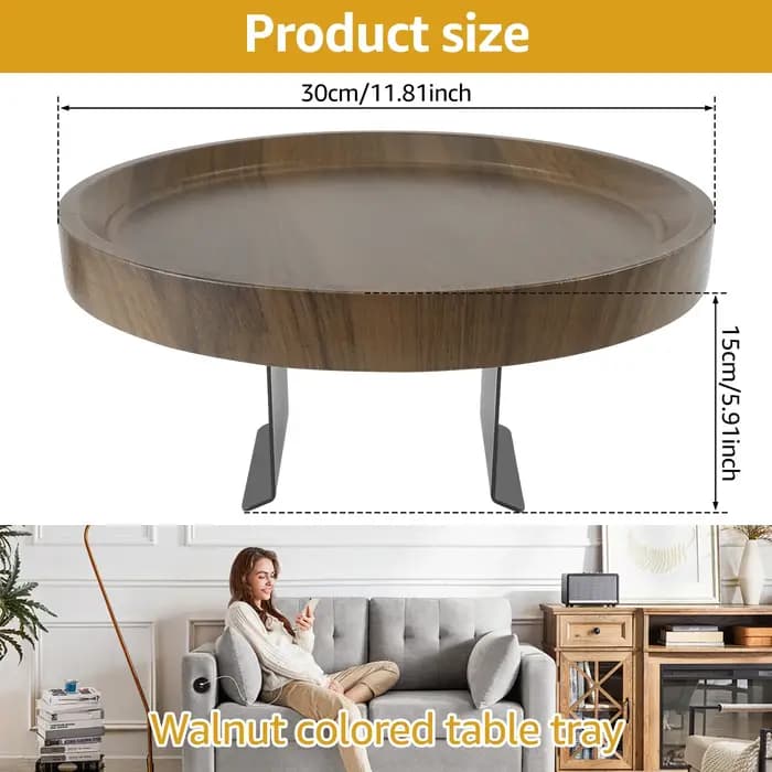 Plateau de rangement pour accoudoir de canapé en bois