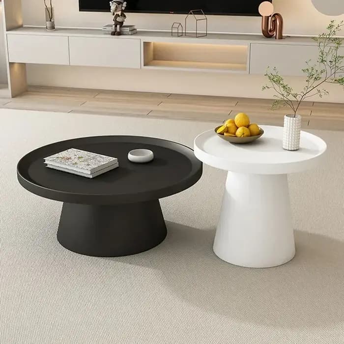 Plateau esthétique Tables basses ornements noirs Table basse réglable Simple ronde minimaliste Mesa Centro Salon meubles de maison