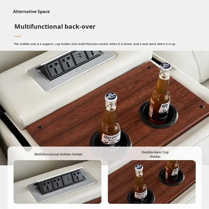 Ensemble de canapé inclinable électrique moderne en cuir PU avec cadre en bois, meubles fonctionnels