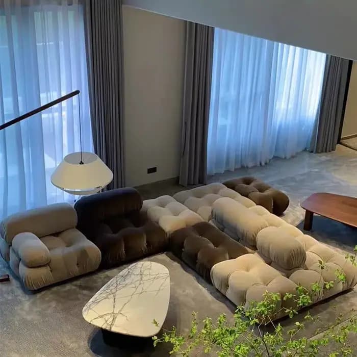Canapé modulaire en tissu velours blanc Roodtuo moderne pour salon