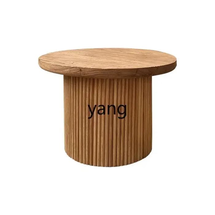 Table basse ronde en bois massif LMM style wabi-sabi, petite table à thé pour balcon, table ronde si