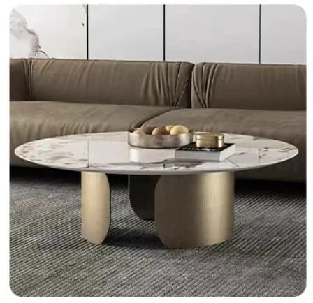 Table basse ronde en marbre noir doré, meubles de salon au Design moderne, avec pieds en acier inoxy