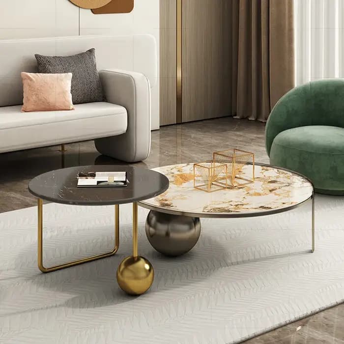 Table basse ronde simple en pierre