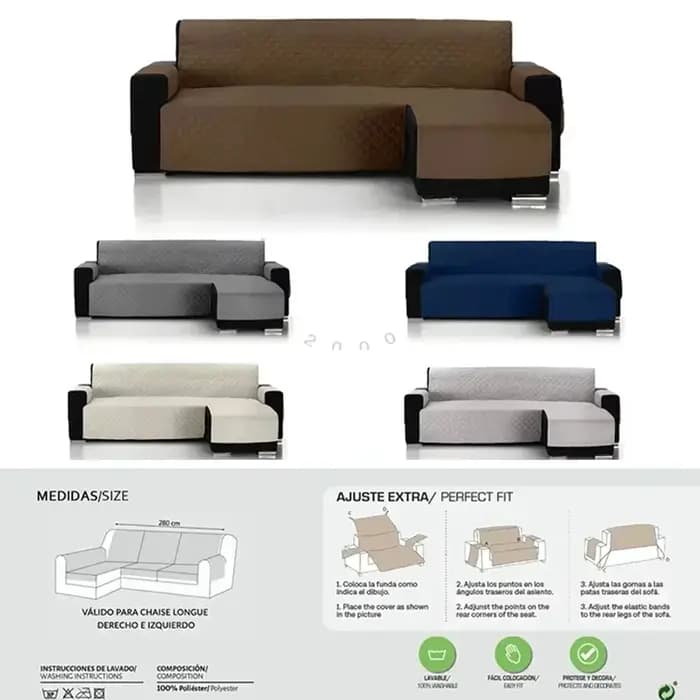 Housse de protection monobloc en forme de L pour canapé inclinable