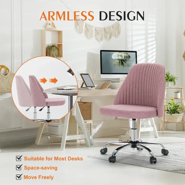 JIan-Petite chaise de bureau sans accoudoirs avec dossier, chaise de vanité à roulettes, tissu moder