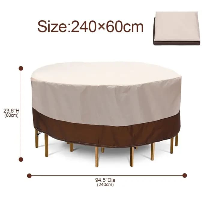 210D Patio Table ronde couvre meubles d'extérieur canapé Protection pluie neige anti-poussière
