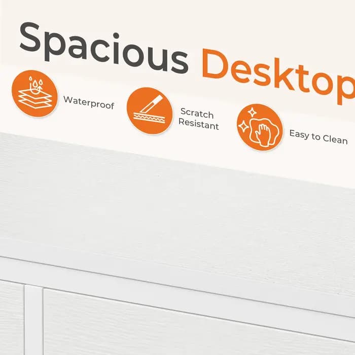 Bureau d'ordinateur JHK 51IN avec 5 tiroirs, petit bureau de bureau, table d'ordinateur avec support