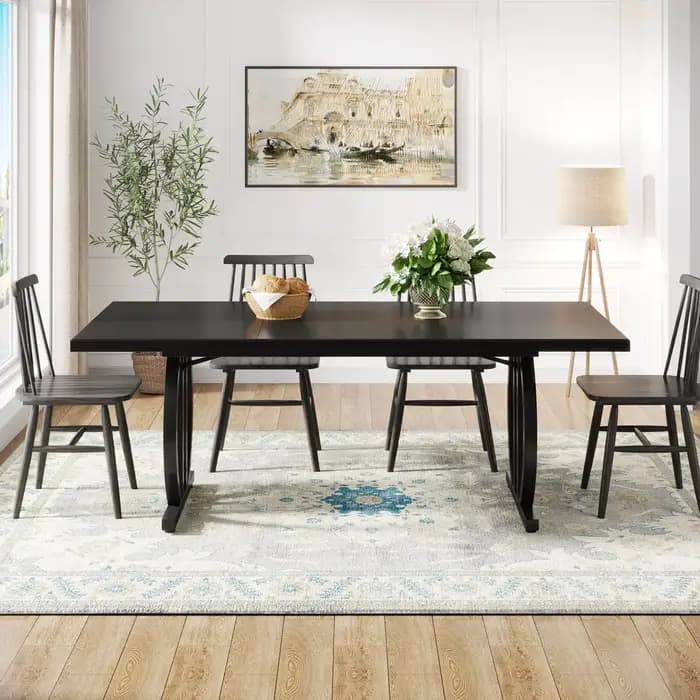Tribesigns-Table à manger pour 4-6 personnes, grande table queen de 63 pouces avec cadre en métal ra