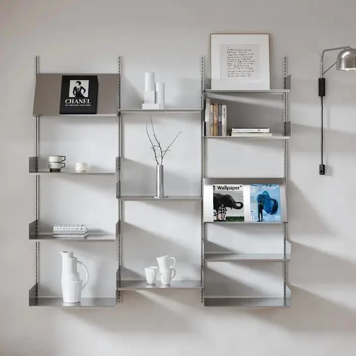 Étagère Modulaire Murale en Acier Inoxydable pour Salon – Système de Rangement Gain de Place et Présentoir DIY