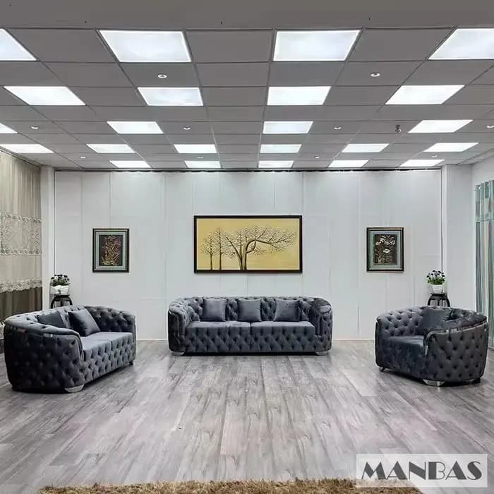 Linlamlim Canapé sectionnel Chesterfield classique avec boutons en tissu