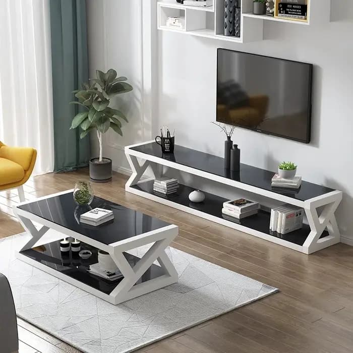 Meubles TV d'angle noirs à prix abordable avec rangement mobile, tables d'appoint et meubles de salon