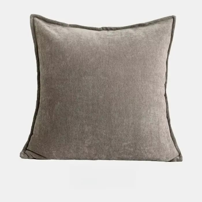 Housse de coussin de luxe design 30x50 45x45 60x60cm en lin taupe tissé avec bordure carrée pour la maison