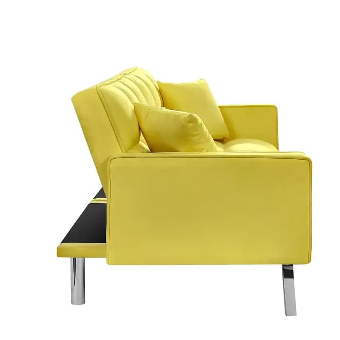Canapé-lit, canapé convertible moderne en velours, canapé-lit avec accoudoirs et 2 oreillers, pour s