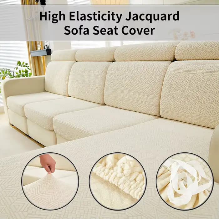 Housse de coussin de canapé jacquard – Motif géométrique