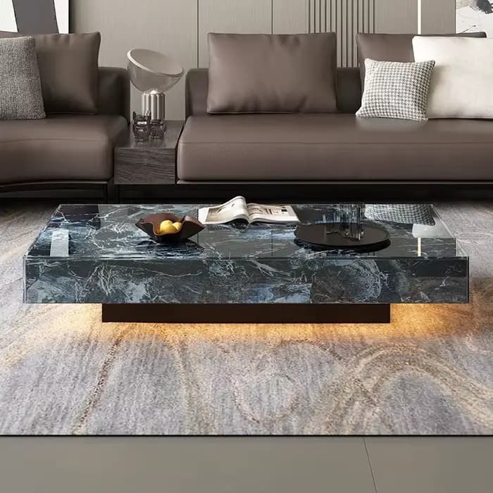 Table basse de luxe française 31 x 47 pouces, moderne, pour salon, idéale pour le gaming et l'hôtell