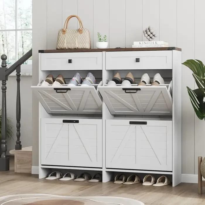 Meuble à chaussures avec 4 tiroirs basculants et 2 tiroirs