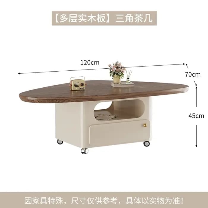 Glam Table Basse européenne Triangle Design Table Basse moderne Unique avec roues de rangement Table