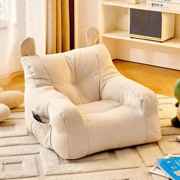 Canapé paresseux en tissu doux avec sac de rangement, fauteuil ergonomique confortable, design bas a