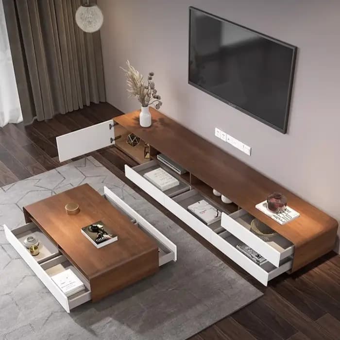 Meuble Tv marron en bois massif
