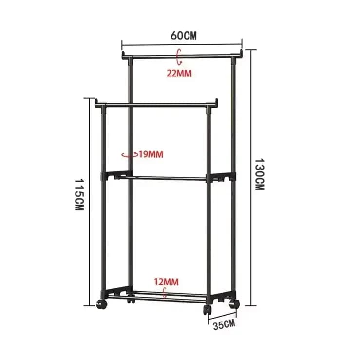 Porte-manteau mobile Double étagère à vêtements tige Simple vêtements sur pied chambre cintres de so