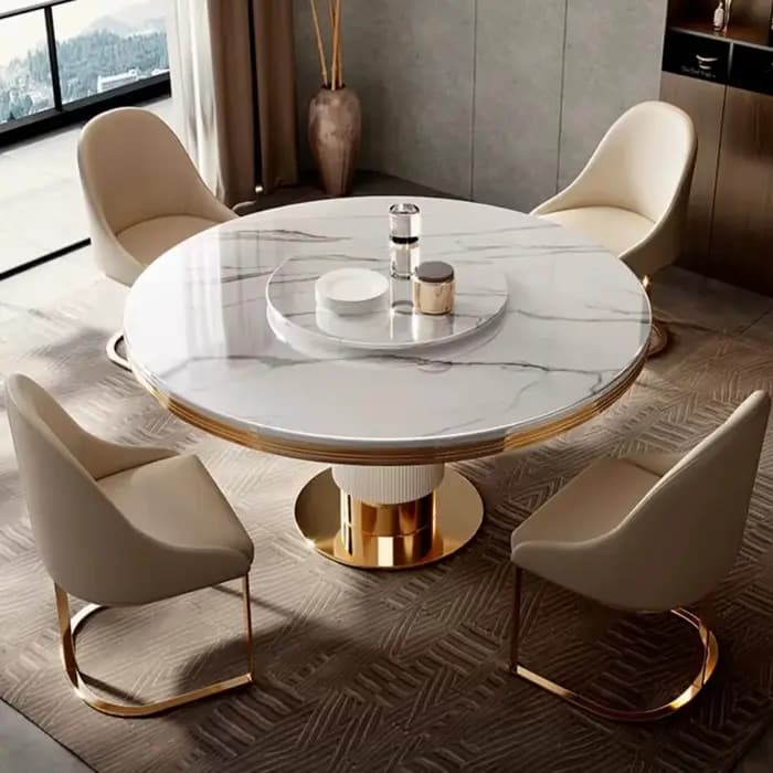 Table à manger ronde et chaise en marbre pour restaurant moderne