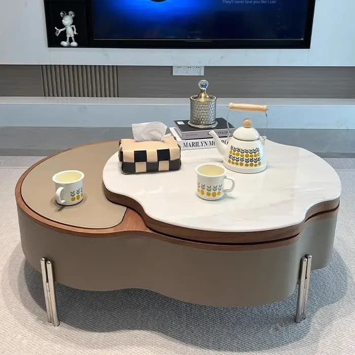 Table basse de rangement Design, tiroir organisateur géométrique moderne, Table basse nordique, Tabl