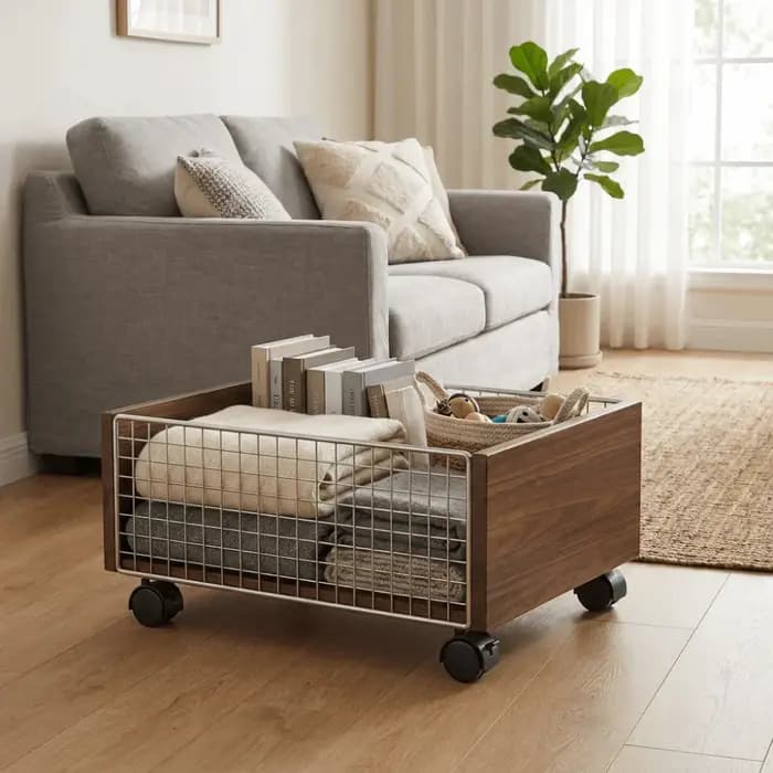 Chariot roulant sous-meuble grande capacité avec roulettes