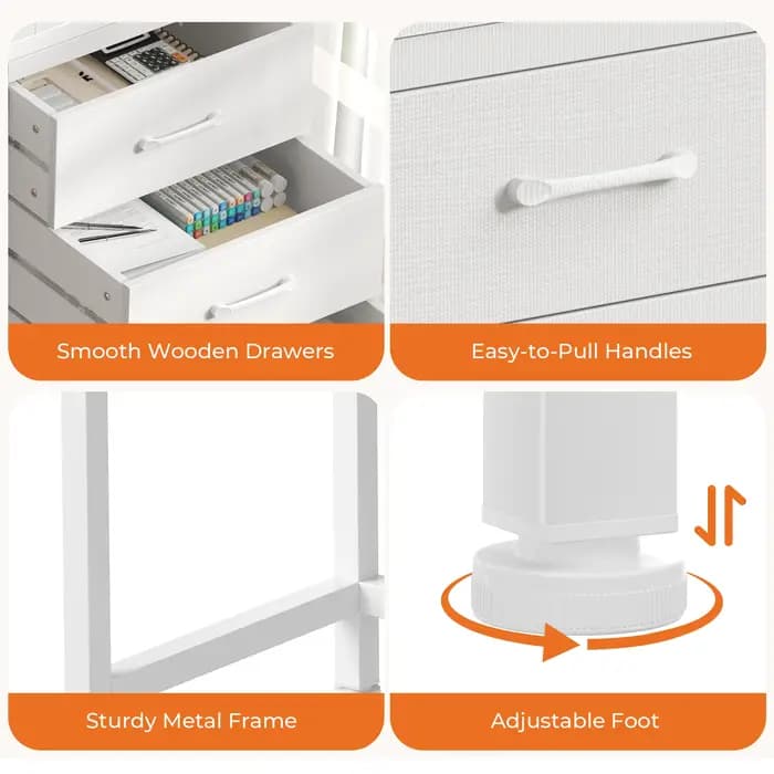 Bureau d'ordinateur JHK 51IN avec 5 tiroirs, petit bureau de bureau, table d'ordinateur avec support