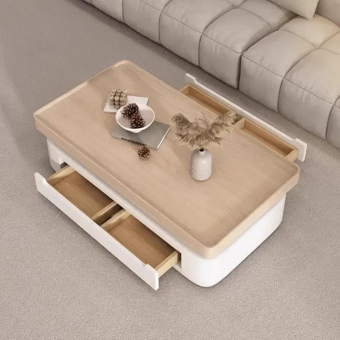 Table basse design nordique avec rangement
