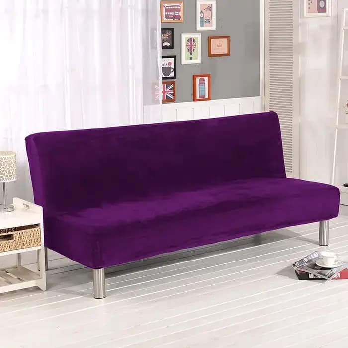Housse de canapé-lit sans accoudoirs en peluche